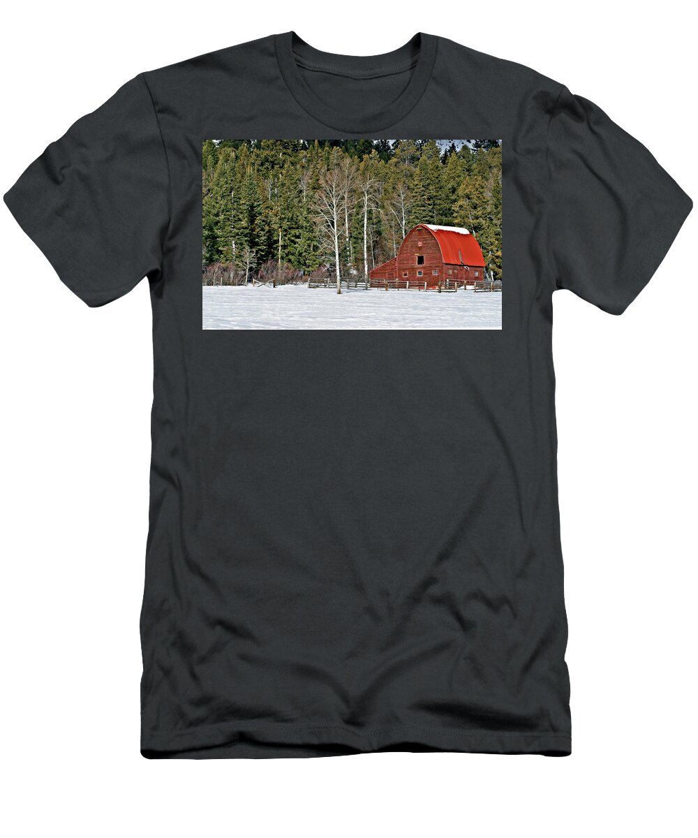 Barn T-Shirt featuring the photograph Winter Barn #1 by Ronnie And Frances Howard