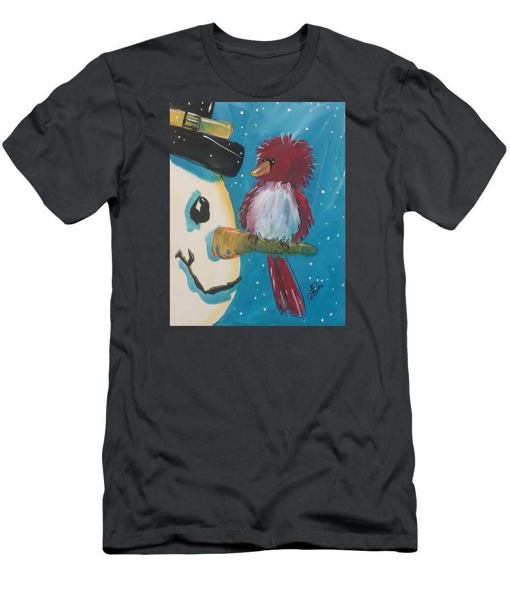 Winter T-Shirt featuring the painting Winter Friend by Terri Einer