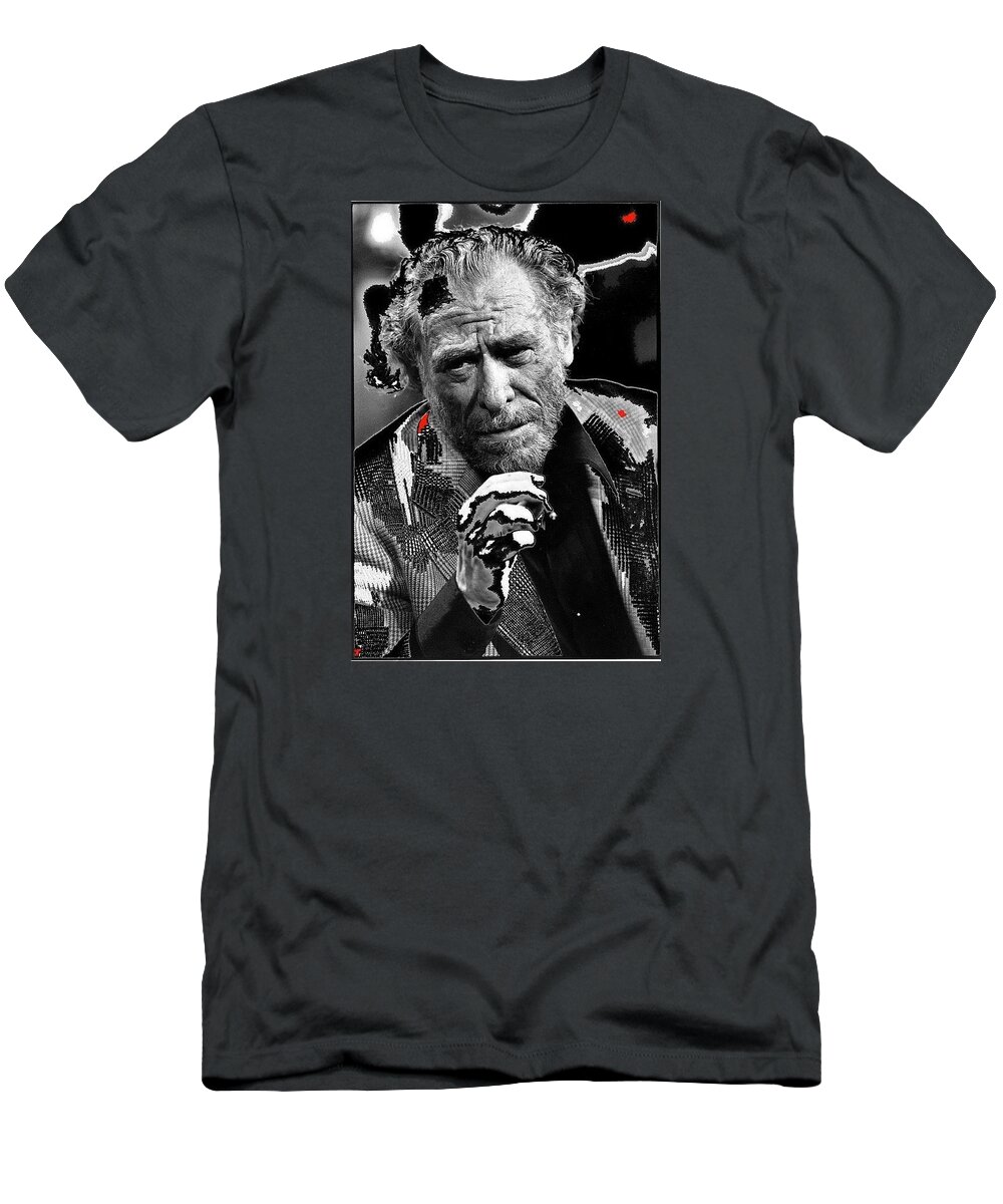 Writer Charles Bukowski On Tv Show Apostrophes In September 1978-2013 T-Shirt featuring the photograph Writer Charles Bukowski On Tv Show Apostrophes In September 1978-2013 #2 by David Lee Guss