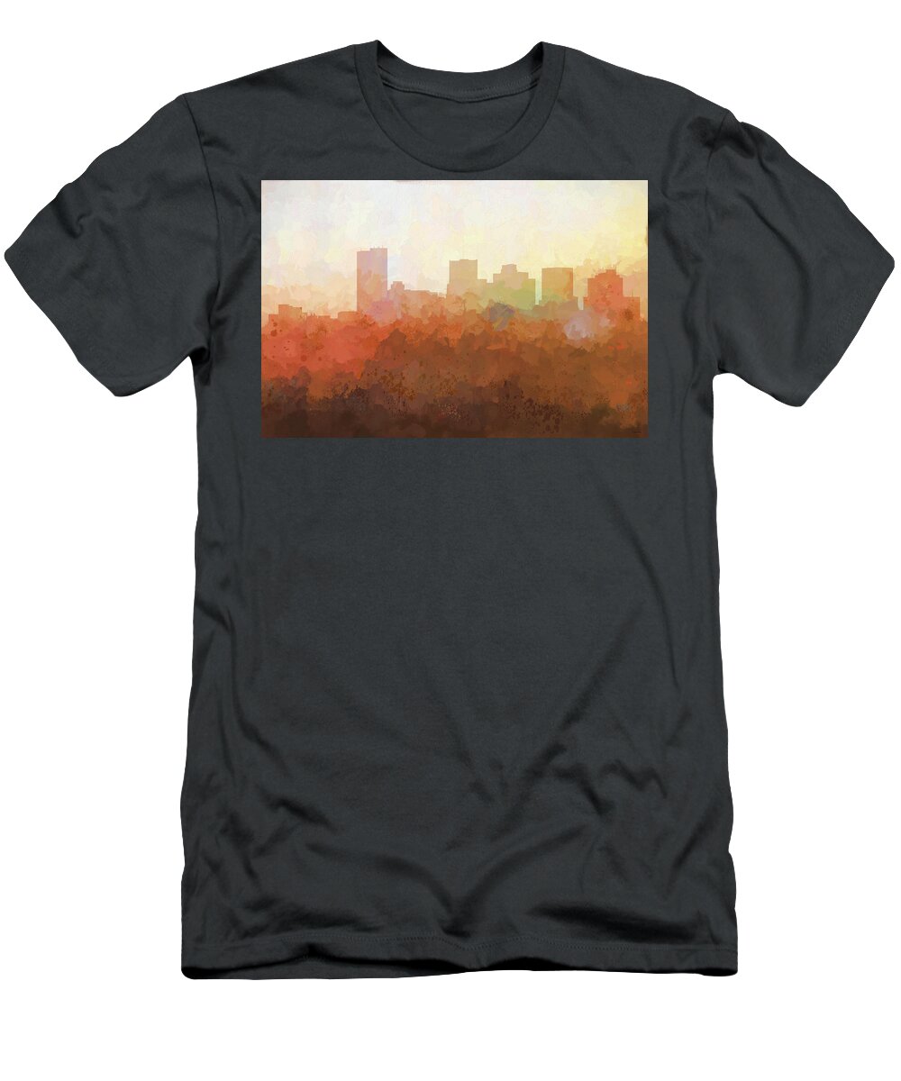 Phoenix Arizona Skyline T-Shirt featuring the digital art Phoenix Arizona Skyline #10 by Marlene Watson