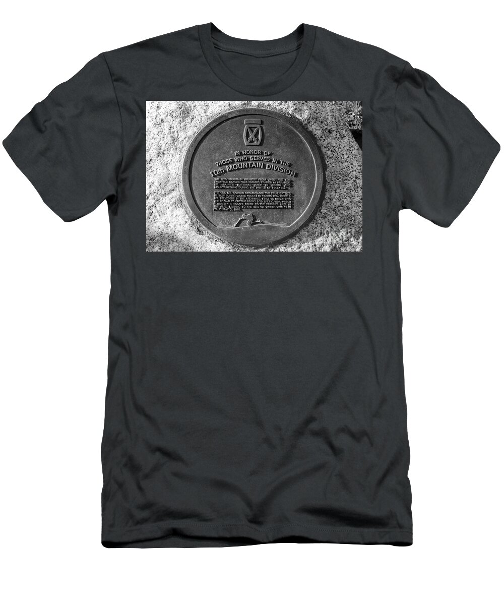 10th Mountain Division Plaque Mount Rainier National Park Washington T-Shirt featuring the photograph 10th Mountain Division by David Lee Thompson