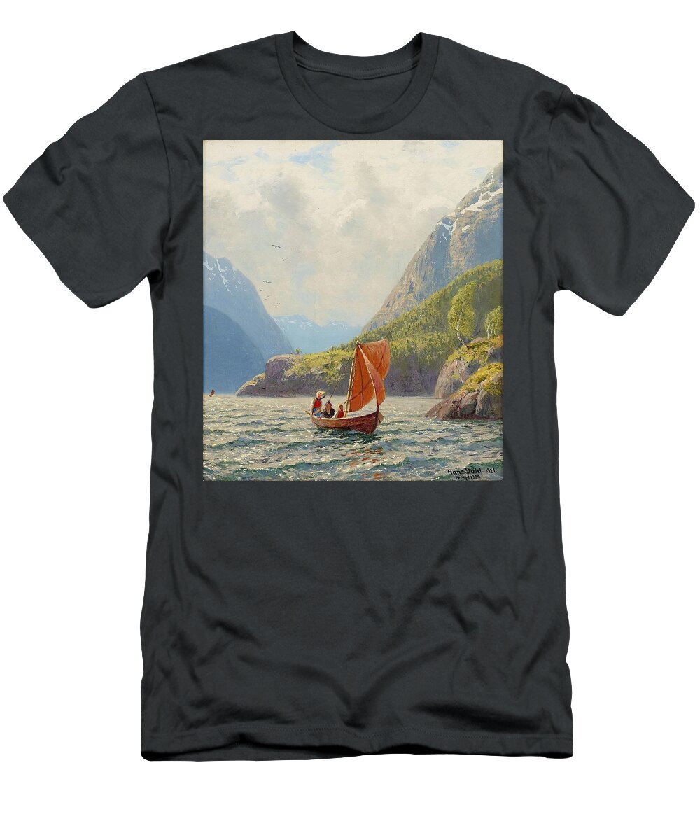 Hans Dahl Norway 1849-1937 Landscape T-Shirt featuring the painting Landscape #117 by MotionAge Designs