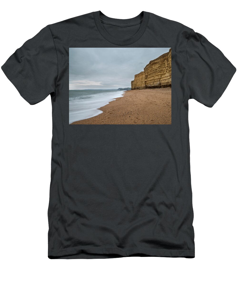 Burton Bradstock T-Shirt featuring the photograph Beautiful vibrant sunset landscape image of Burton Bradstock gol #12 by Matthew Gibson