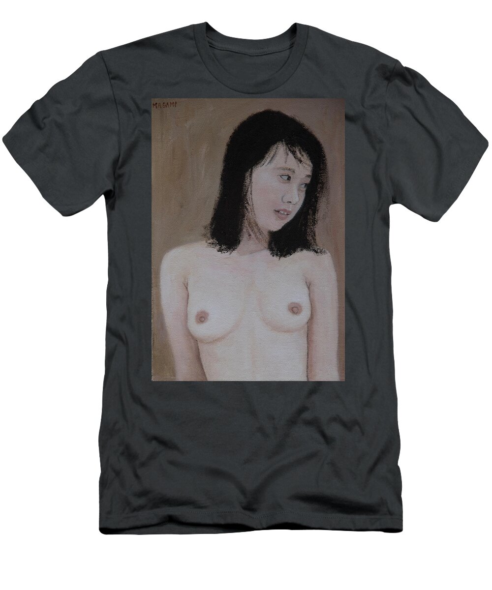 Nude T-Shirt featuring the painting Conversation #13 by Masami IIDA