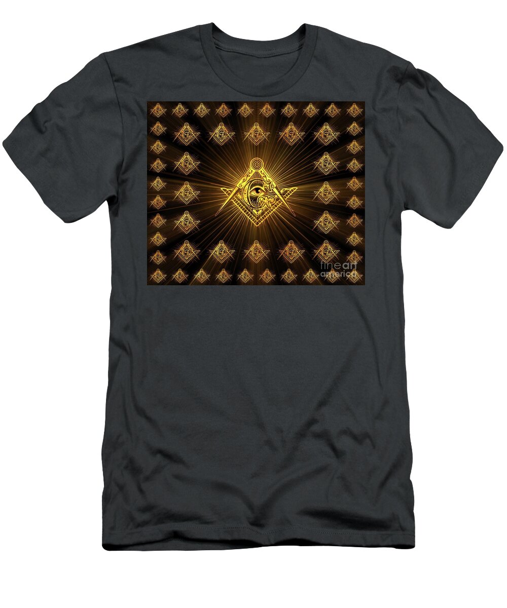 Freemason T-Shirt featuring the digital art Freemason Symbolism #18 by Esoterica Art Agency