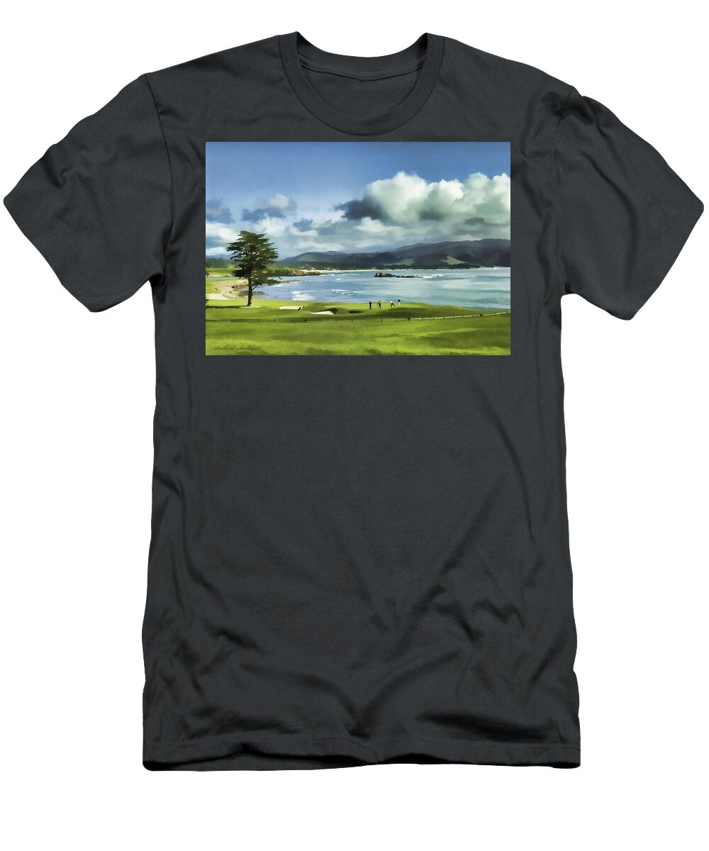 California T-Shirt featuring the digital art 18th Hole Pebble Beach 2 by Richard Stedman