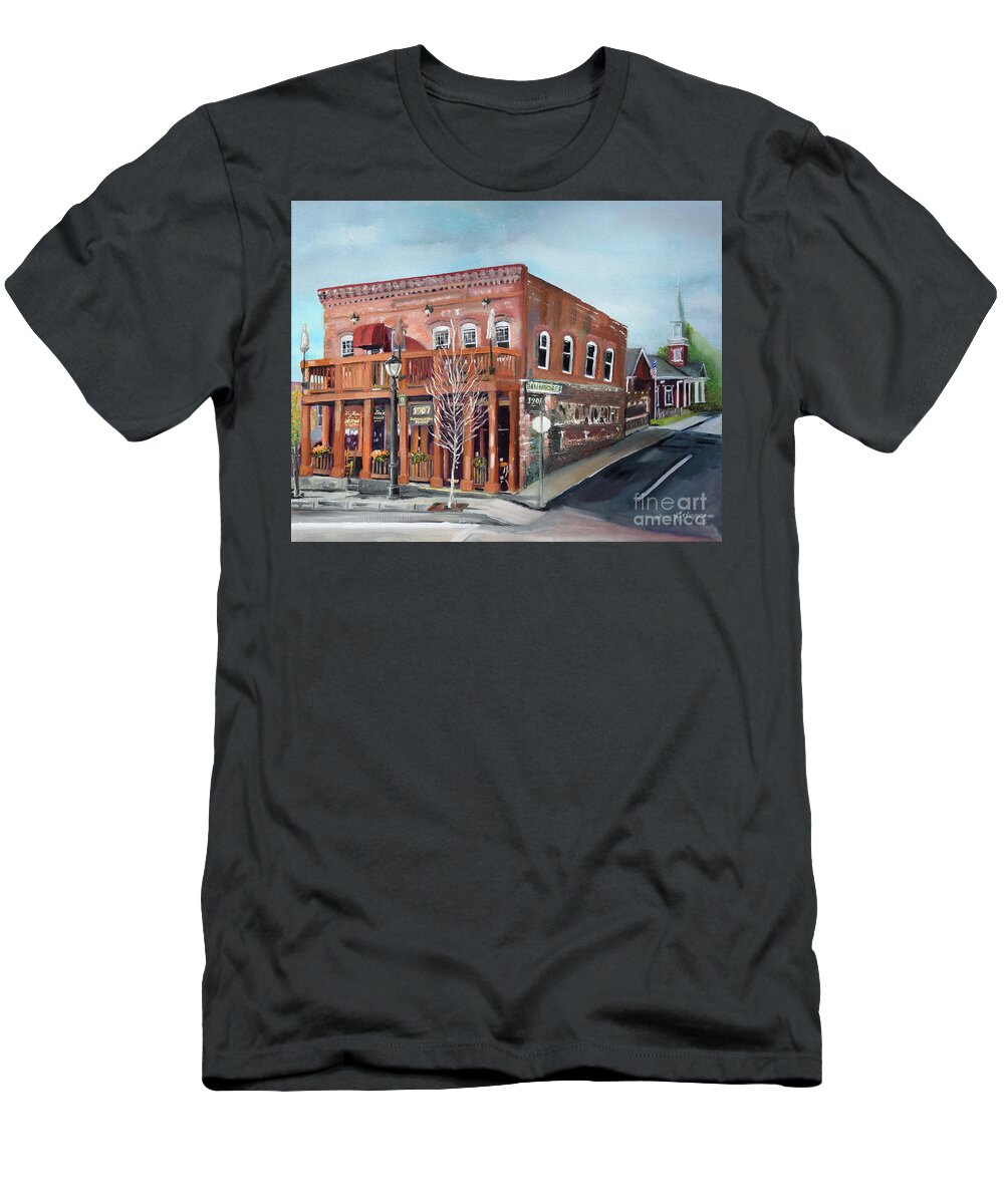 1907 House T-Shirt featuring the painting 1907 House in Ellijay by Jan Dappen
