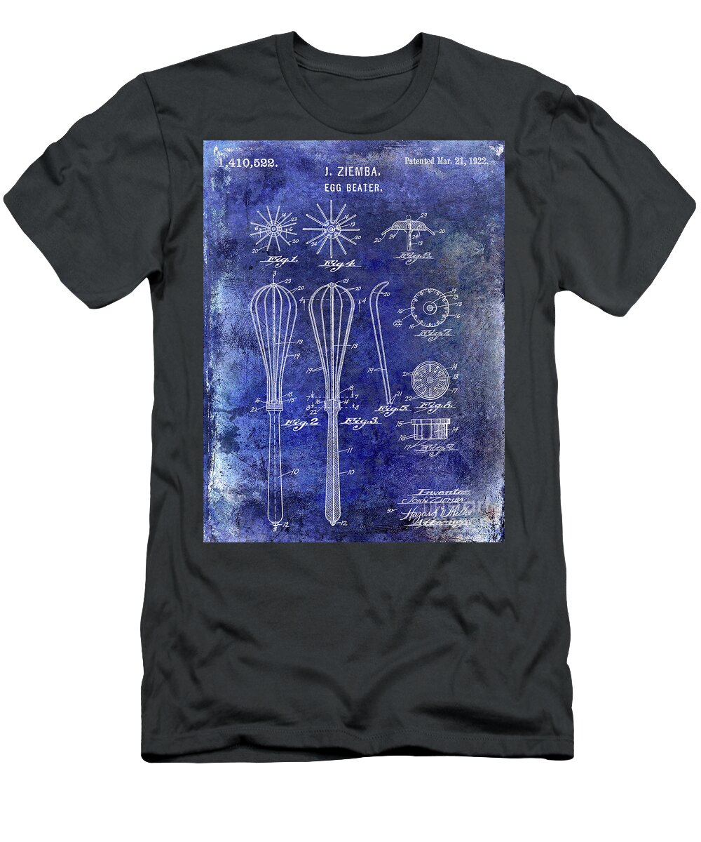 Whisk Or Mixer Patent T-Shirt featuring the photograph 1922 Egg Beater Patent Blue by Jon Neidert