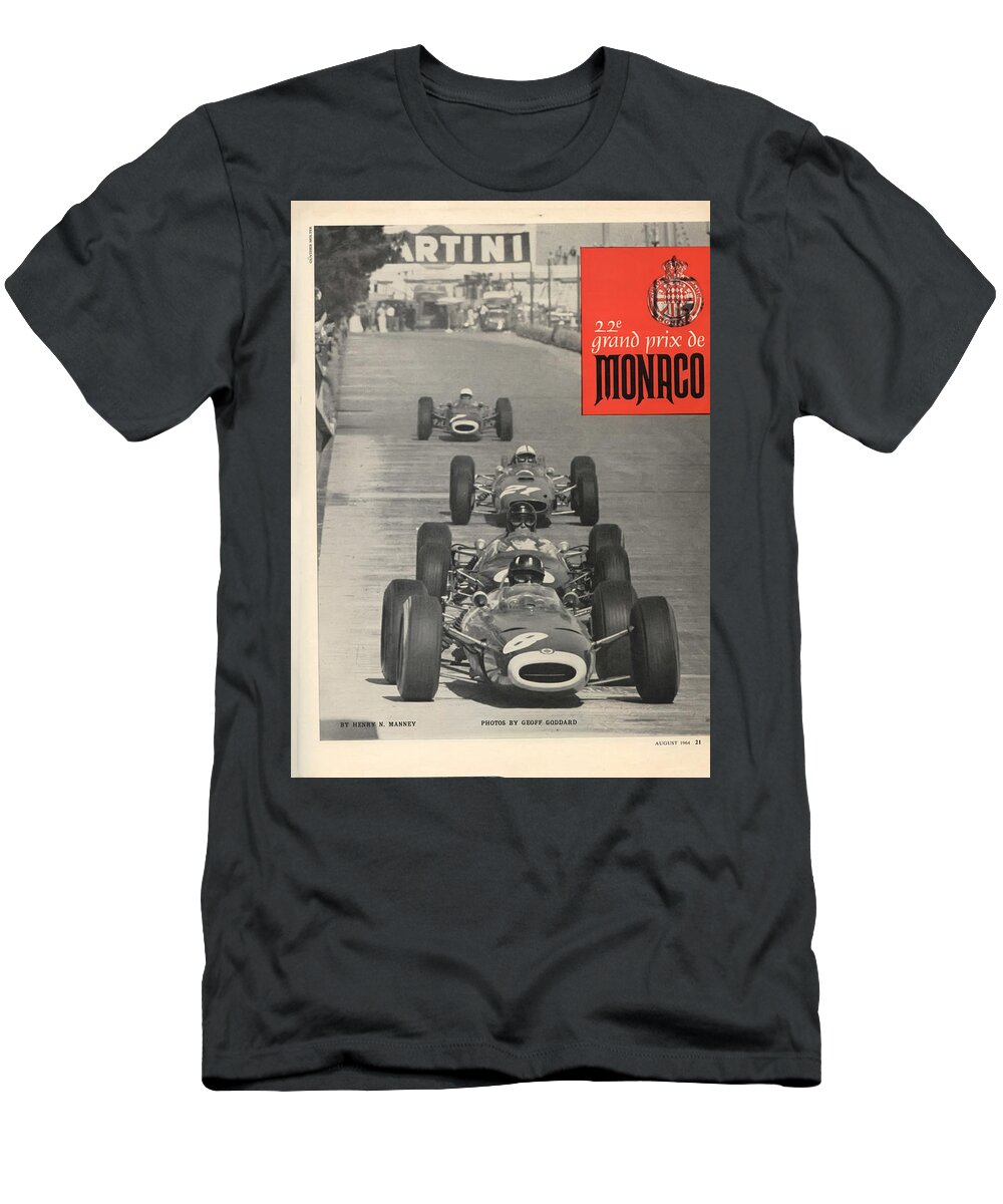 F1 T-Shirt featuring the digital art 1964 F1 Monaco Grand Prix by Georgia Clare