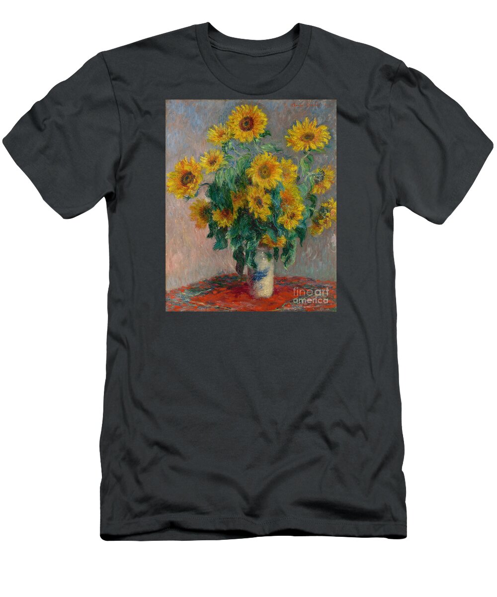 Monet T-Shirt featuring the painting Bouquet of Sunflowers by Claude Monet