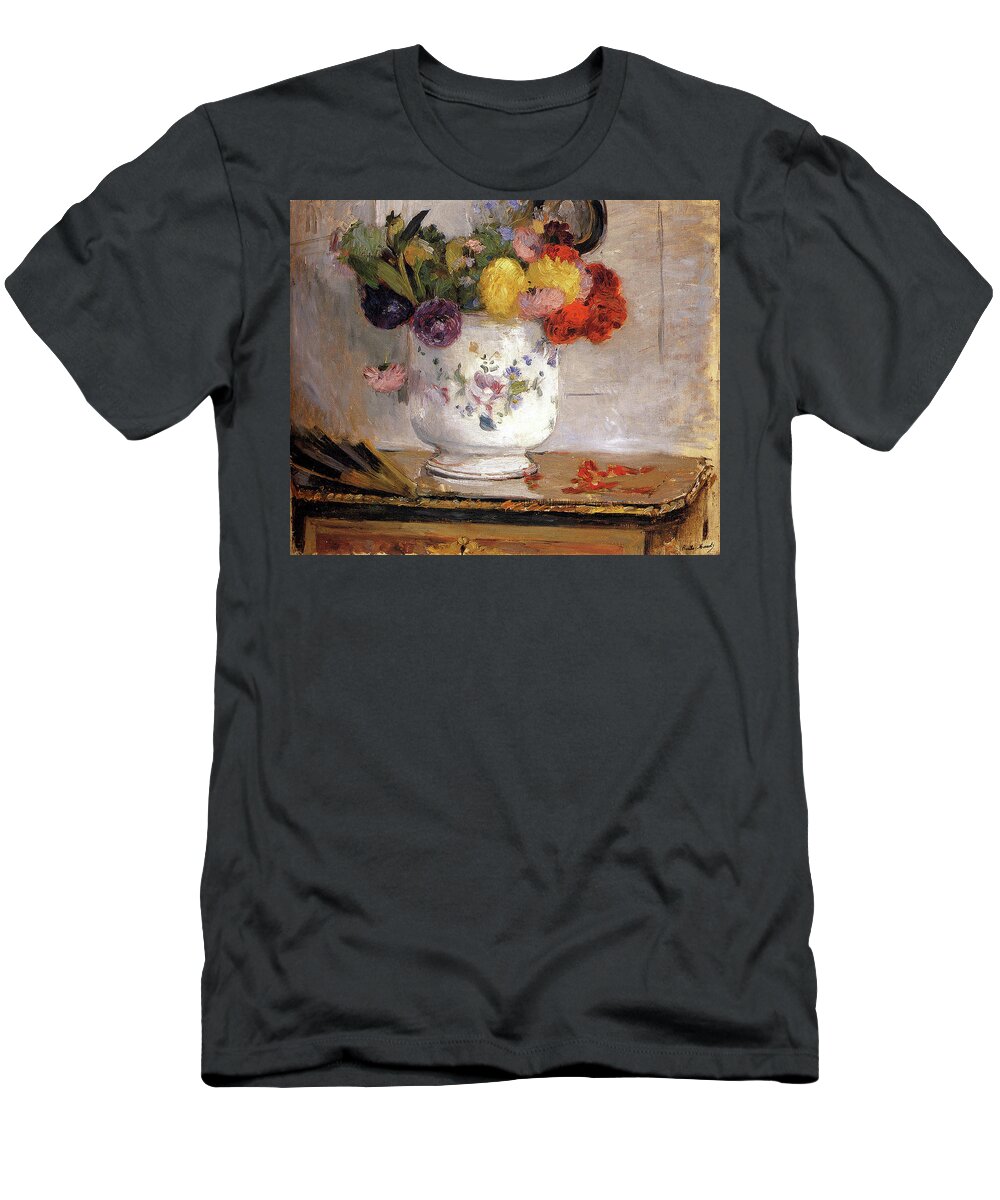 Dahlias T-Shirt featuring the painting Dahlias by Berthe Morisot