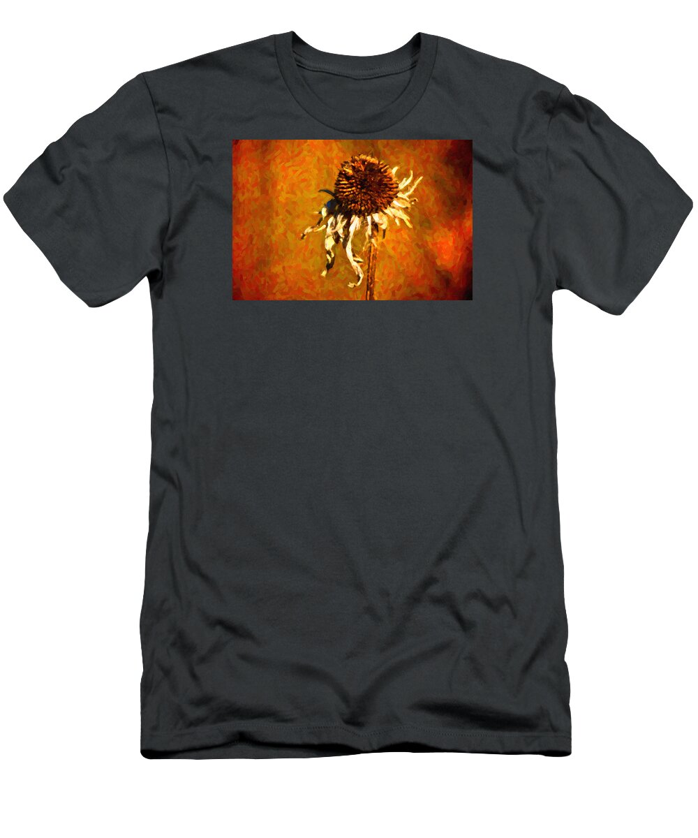 Dead T-Shirt featuring the painting Dead Flower #2 by Prince Andre Faubert