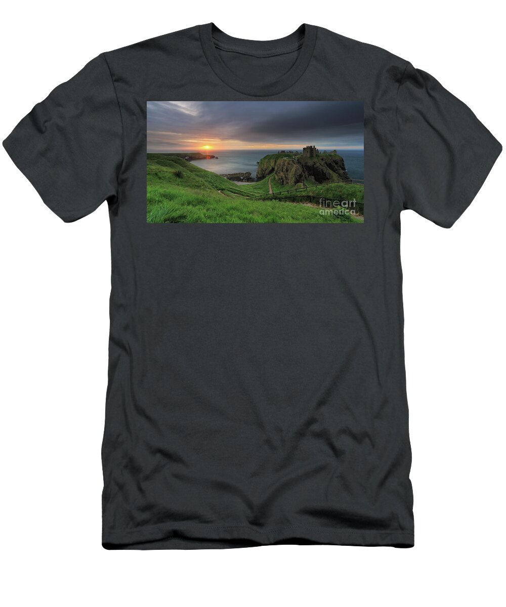 Dunnottar Castle T-Shirt featuring the photograph Dunnottar Castle at Sunrise #2 by Maria Gaellman