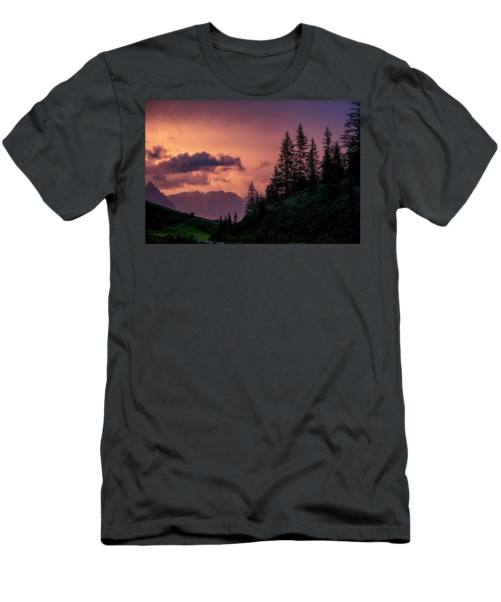 Evening T-Shirt featuring the photograph Evening in the Alps #2 by Nailia Schwarz