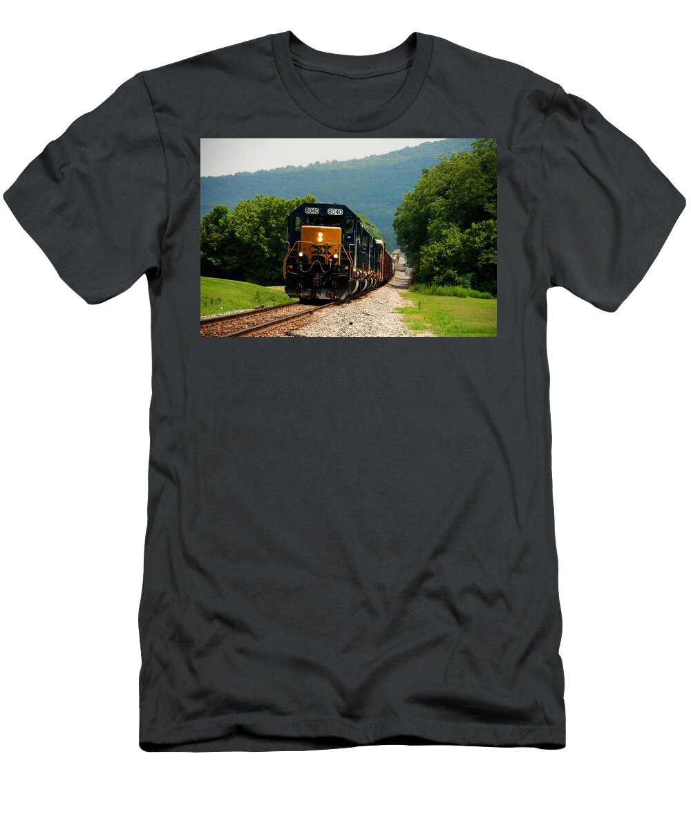 Train T-Shirt featuring the photograph Freight Train by Kenny Glover
