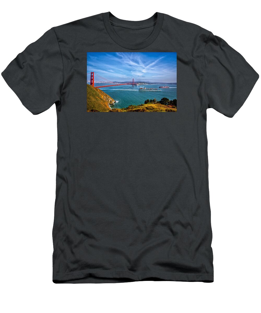 Golden Gate Bridge T-Shirt featuring the photograph Golden Gate Bridge by Lev Kaytsner