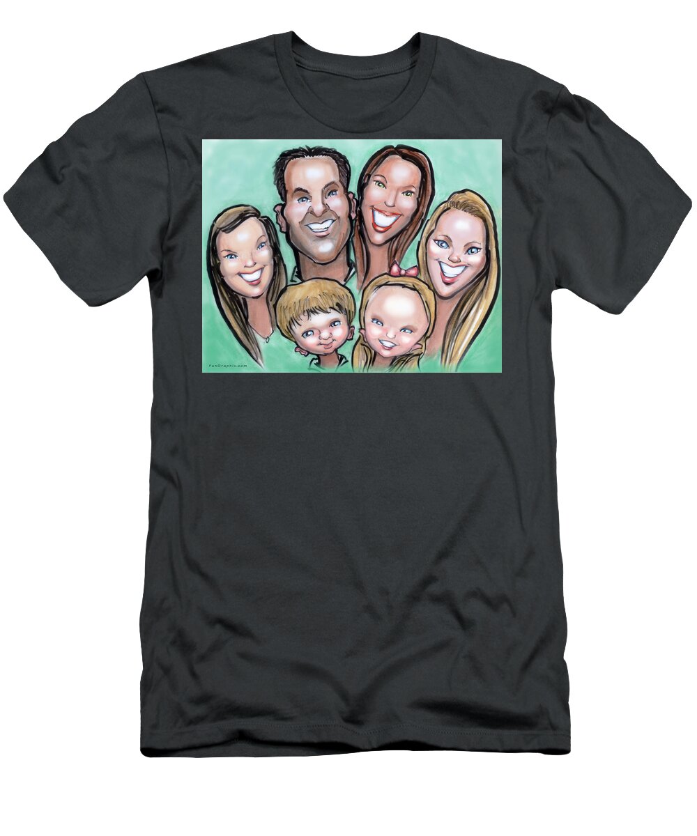  T-Shirt featuring the digital art Group Caricature #2 by Kevin Middleton