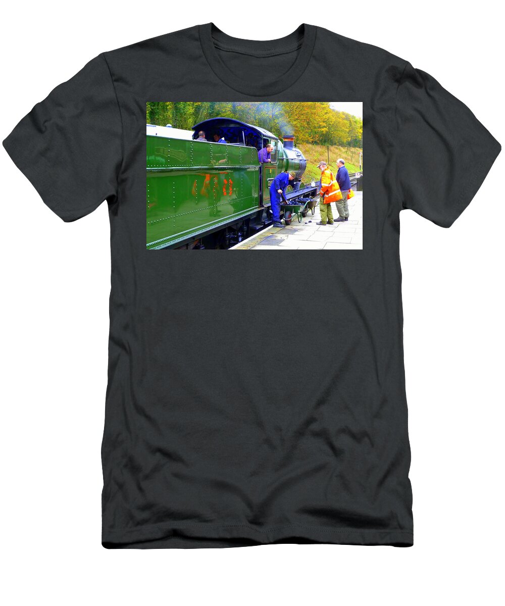 Gwr T-Shirt featuring the photograph GWR 0-6-0 No 3205 Steam Engine #2 by Gordon James