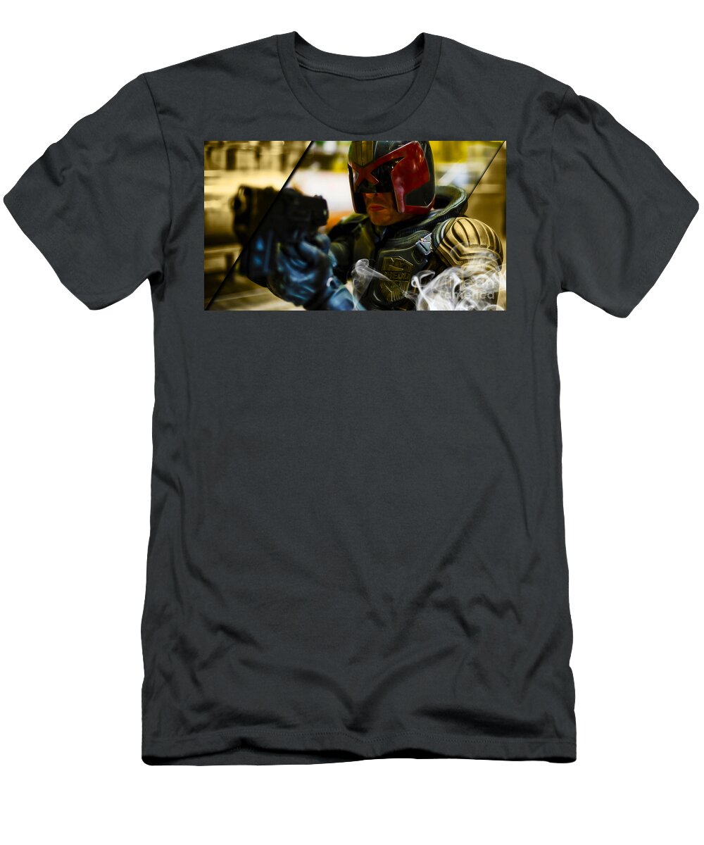 Judge Dredd T-Shirt featuring the mixed media Judge Dredd Collection #2 by Marvin Blaine