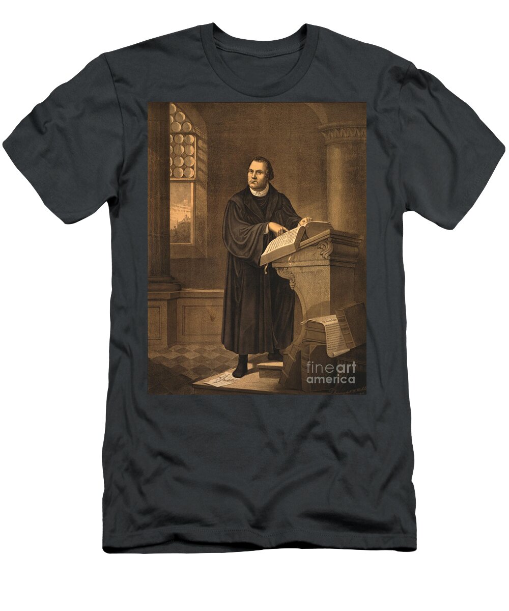 History T-Shirt featuring the photograph Martin Luther, German Theologian #2 by Photo Researchers