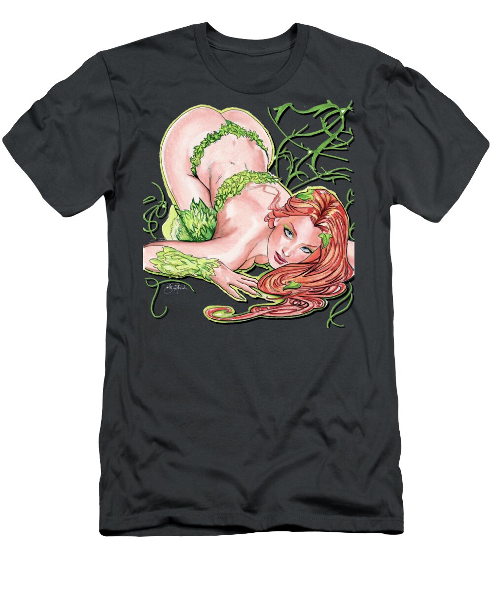 Poison T-Shirt featuring the drawing Poison Ivy #2 by Bill Richards
