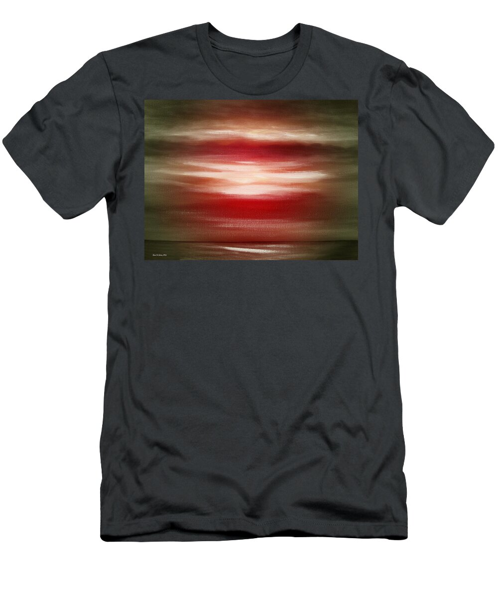 Sunset T-Shirt featuring the painting Red Abstract Sunset #2 by Gina De Gorna