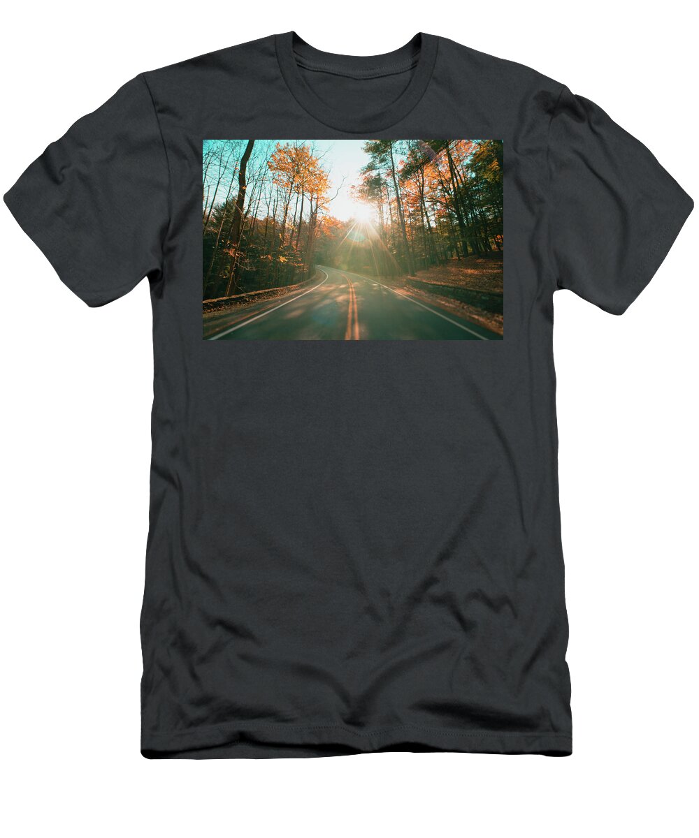 Letchworth T-Shirt featuring the photograph Road in Fall #2 by Dave Niedbala