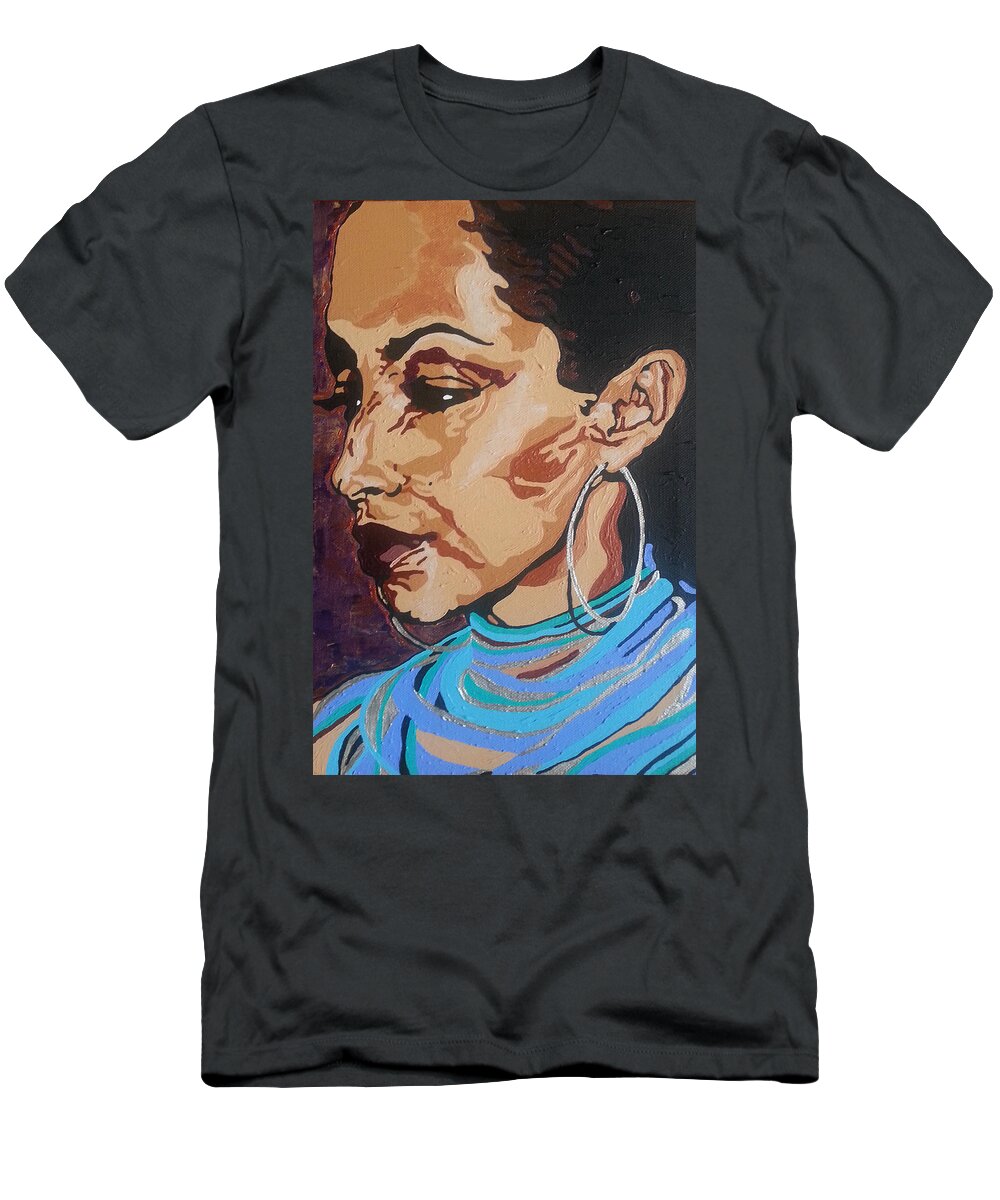 Sade Adu T-Shirt featuring the painting Sade Adu #3 by Rachel Natalie Rawlins