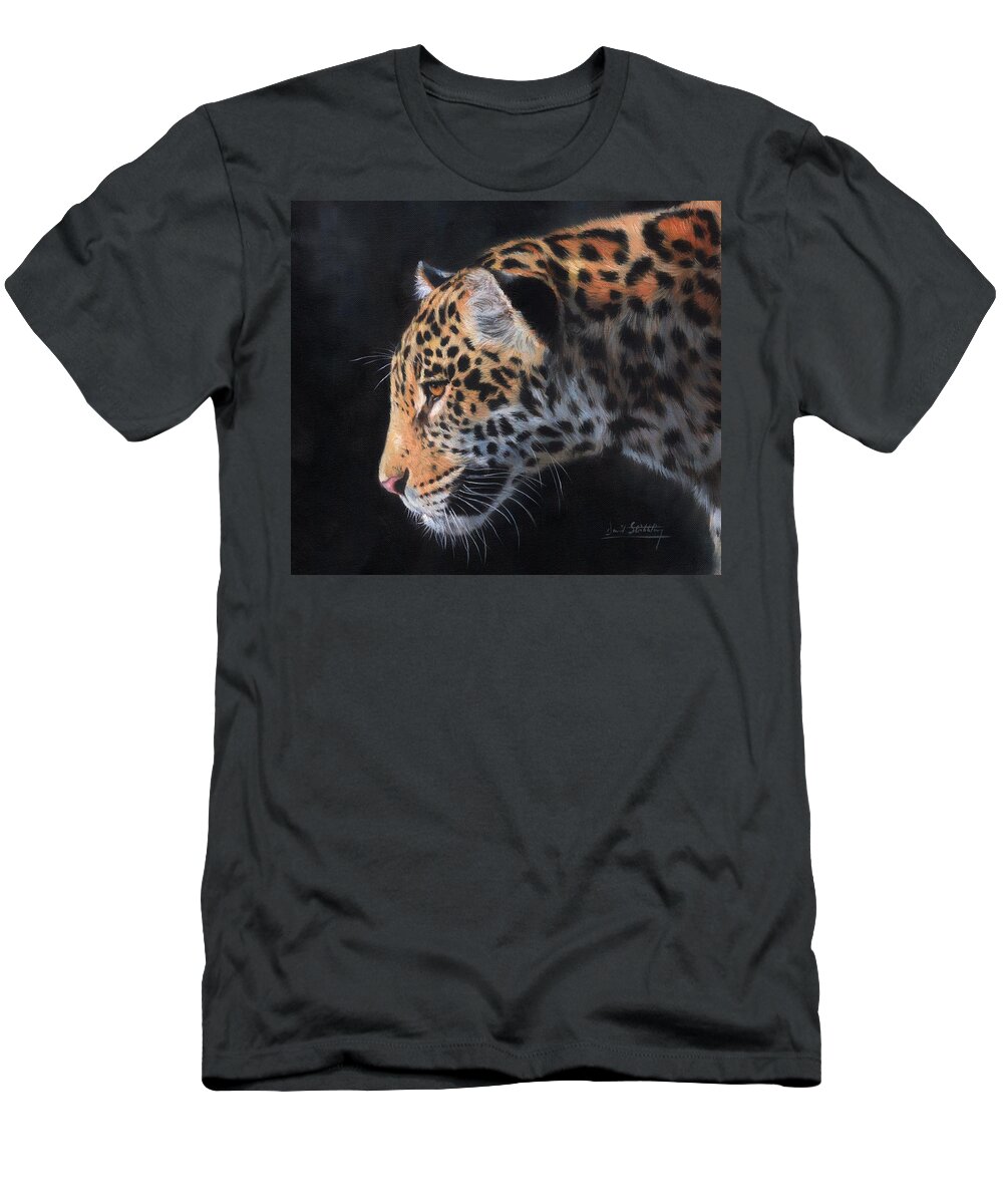 Jaguar T-Shirt featuring the painting South American Jaguar #2 by David Stribbling