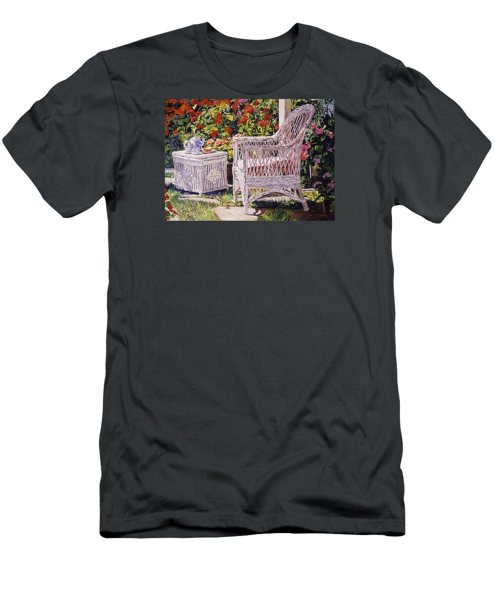 Garden T-Shirt featuring the painting Tea Time #2 by David Lloyd Glover