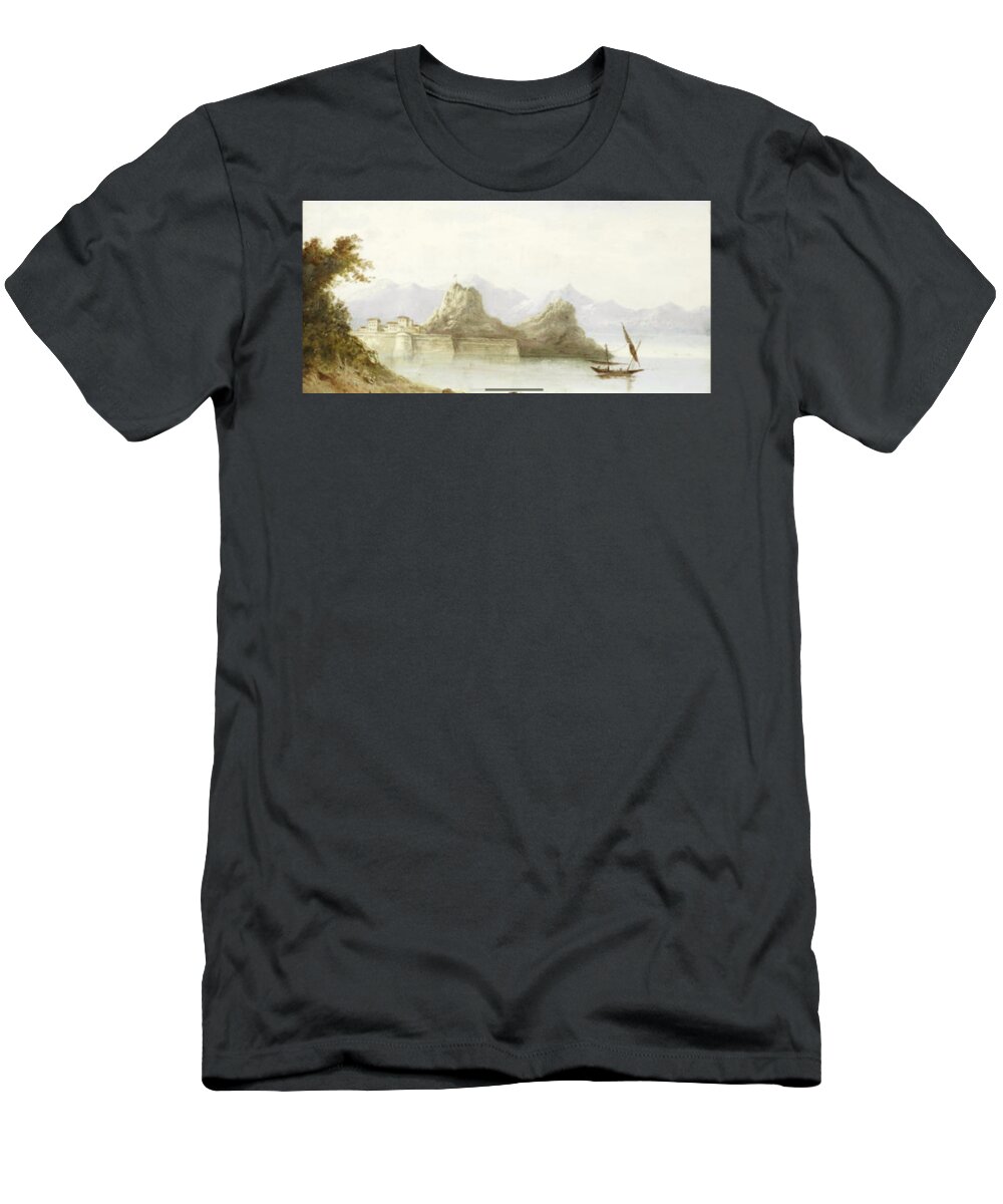 English School 19th Century The Old Fortress Of Corfu T-Shirt featuring the painting The Old Fortress of Corfu by MotionAge Designs