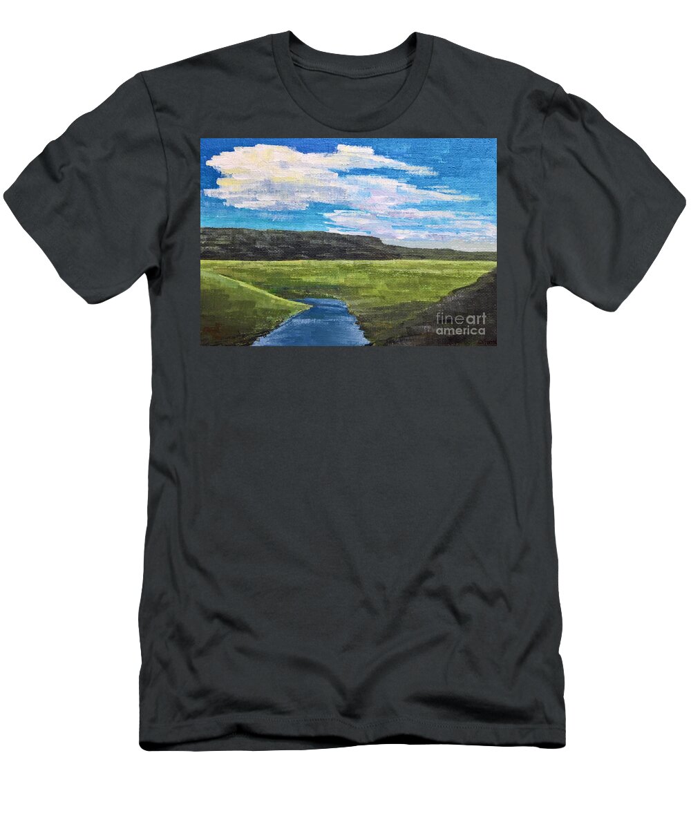 Landscape T-Shirt featuring the painting Up North, Brown Bridge by Lisa Dionne