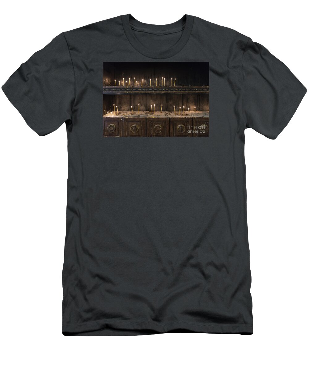 Bay Of Kotor T-Shirt featuring the photograph Votive Candles #2 by John Greim