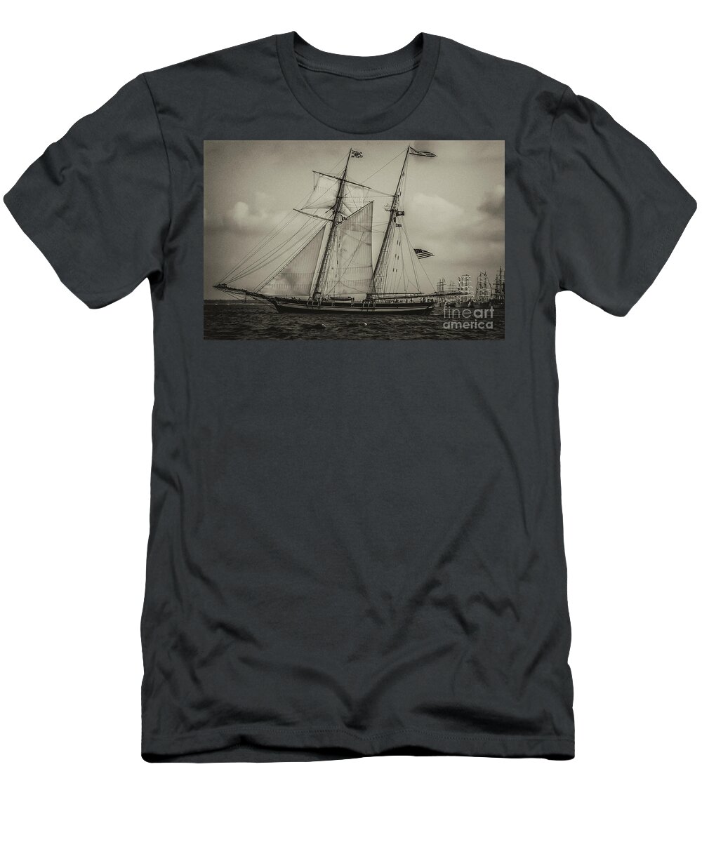 Pride Of Baltimore T-Shirt featuring the photograph 2004 Tall Ship Festival in Charleston South Carolina by Dale Powell