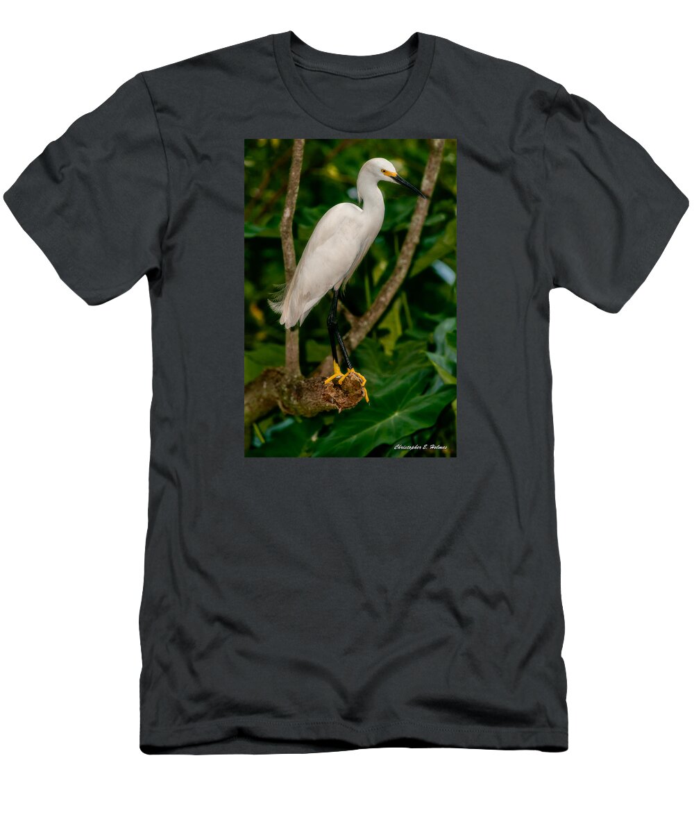 Christopher Holmes Photography T-Shirt featuring the photograph White Egret by Christopher Holmes