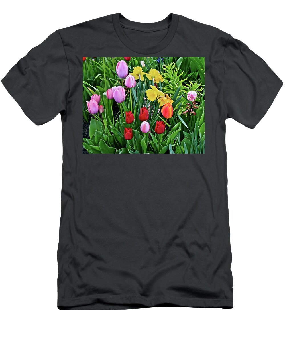 Tulips T-Shirt featuring the photograph 2016 Acewood Tulips 7 by Janis Senungetuk