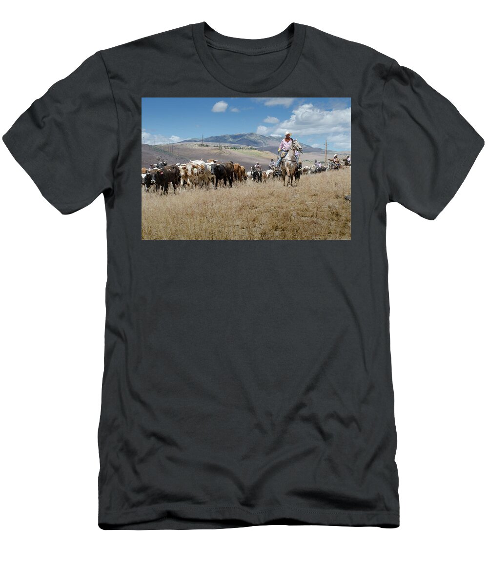 Reno T-Shirt featuring the photograph 2016 Reno Cattle Drive 6 by Rick Mosher