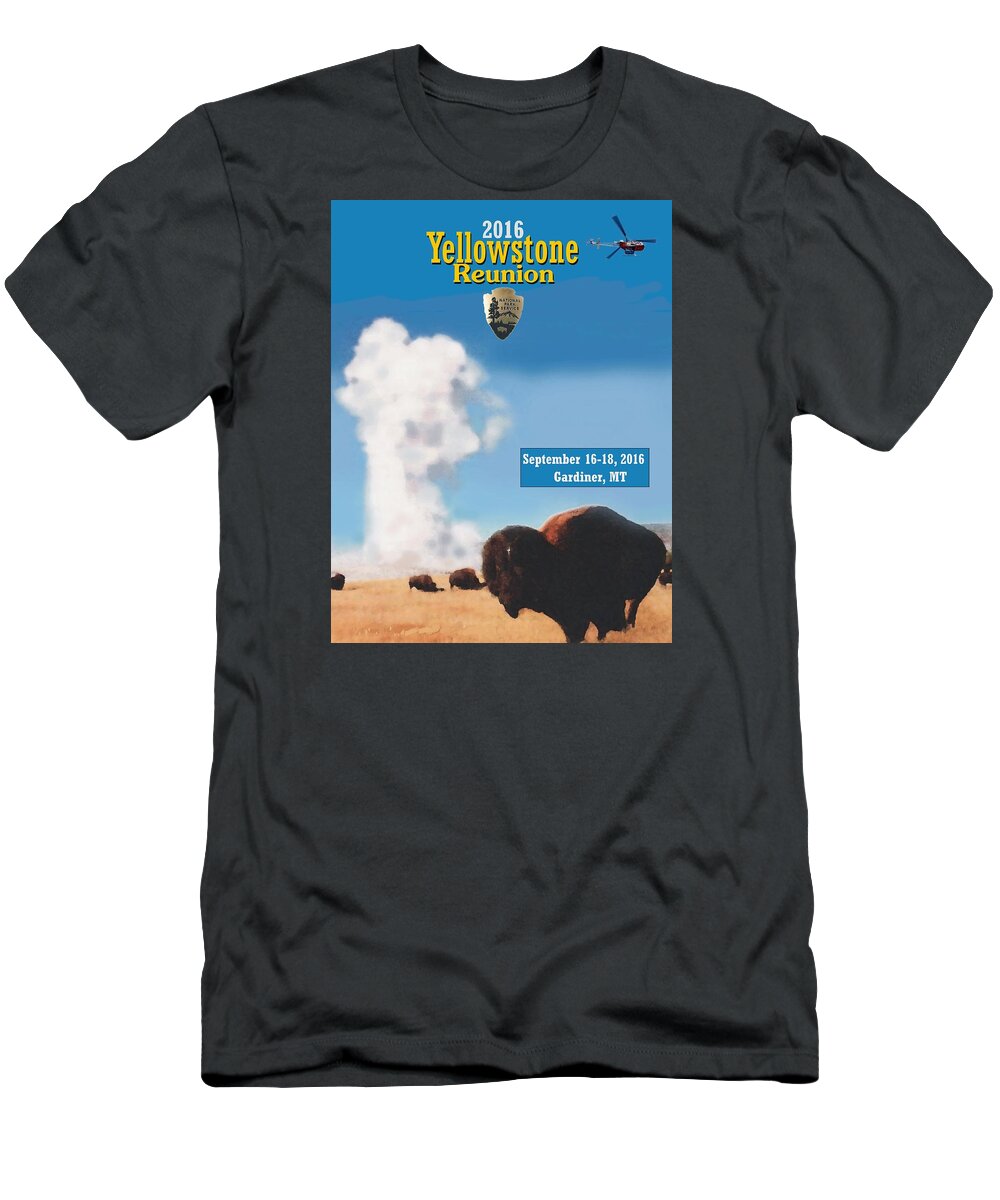 Yellowstone National Park T-Shirt featuring the digital art 2016 Yellowstone NPS Reunion by Les Herman