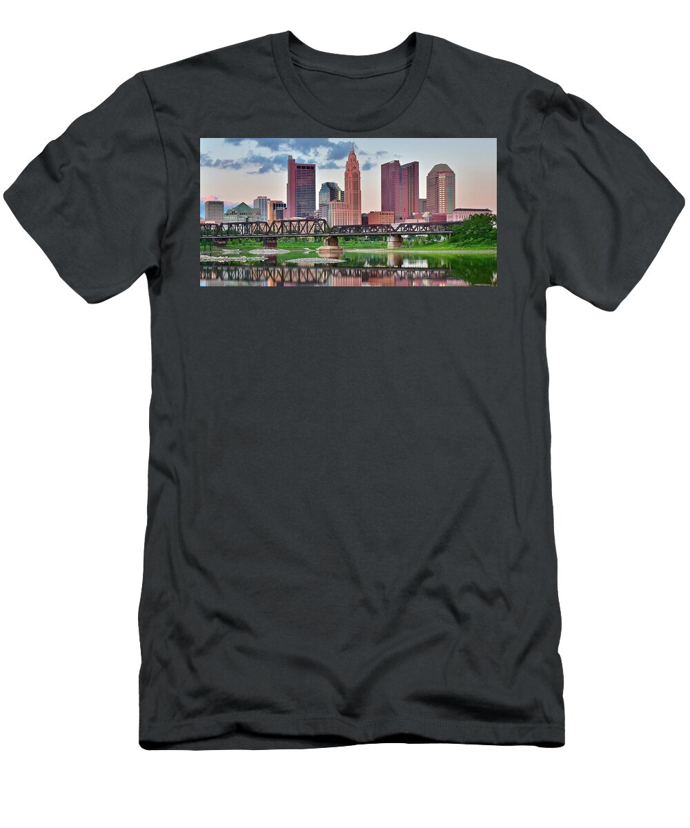 Columbus T-Shirt featuring the photograph 2017 Columbus Panoramic by Frozen in Time Fine Art Photography