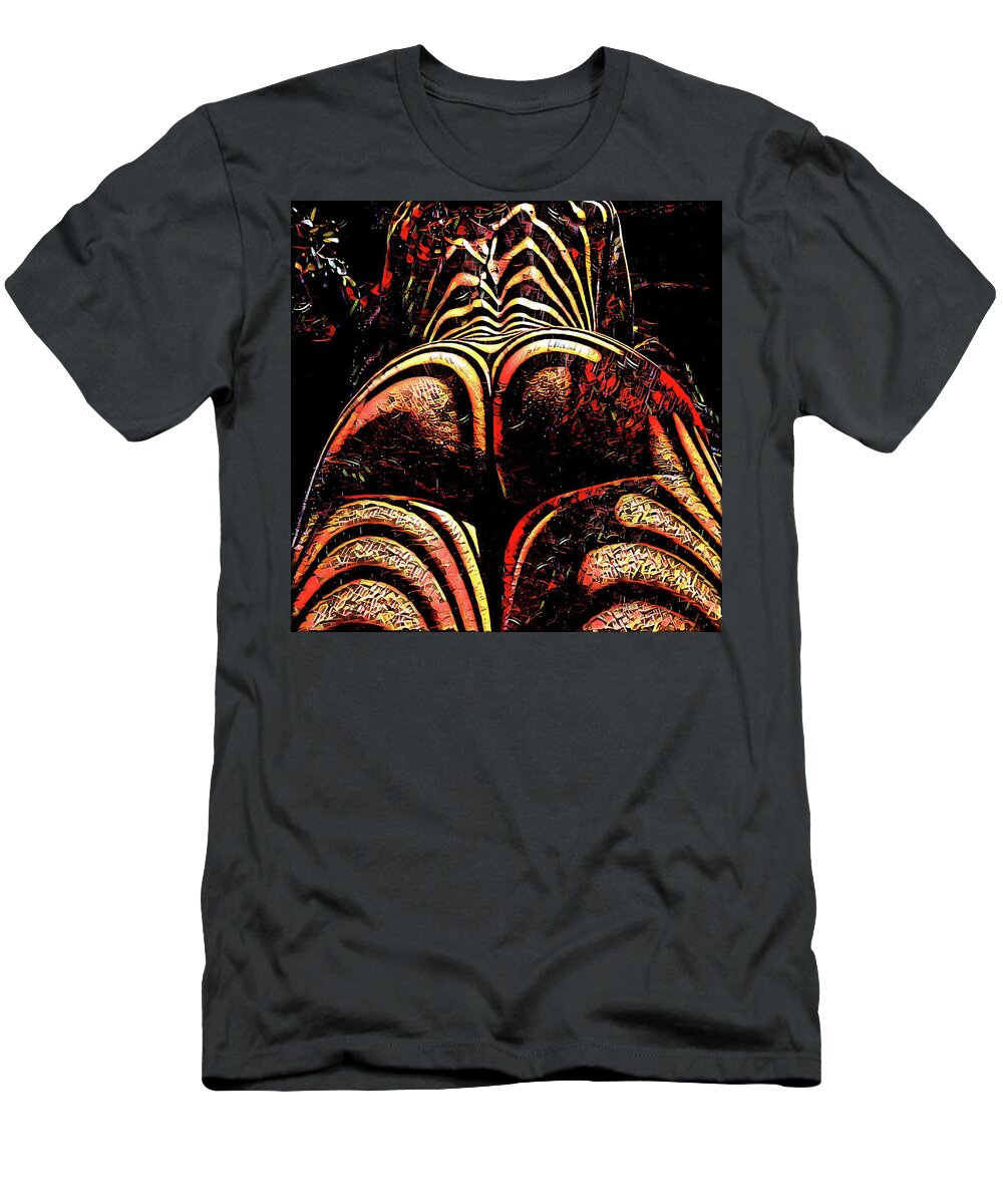 Ass T-Shirt featuring the digital art 2574s-RES Zebra Striped Booty Rendered as Abstract Oil Painting by Chris Maher