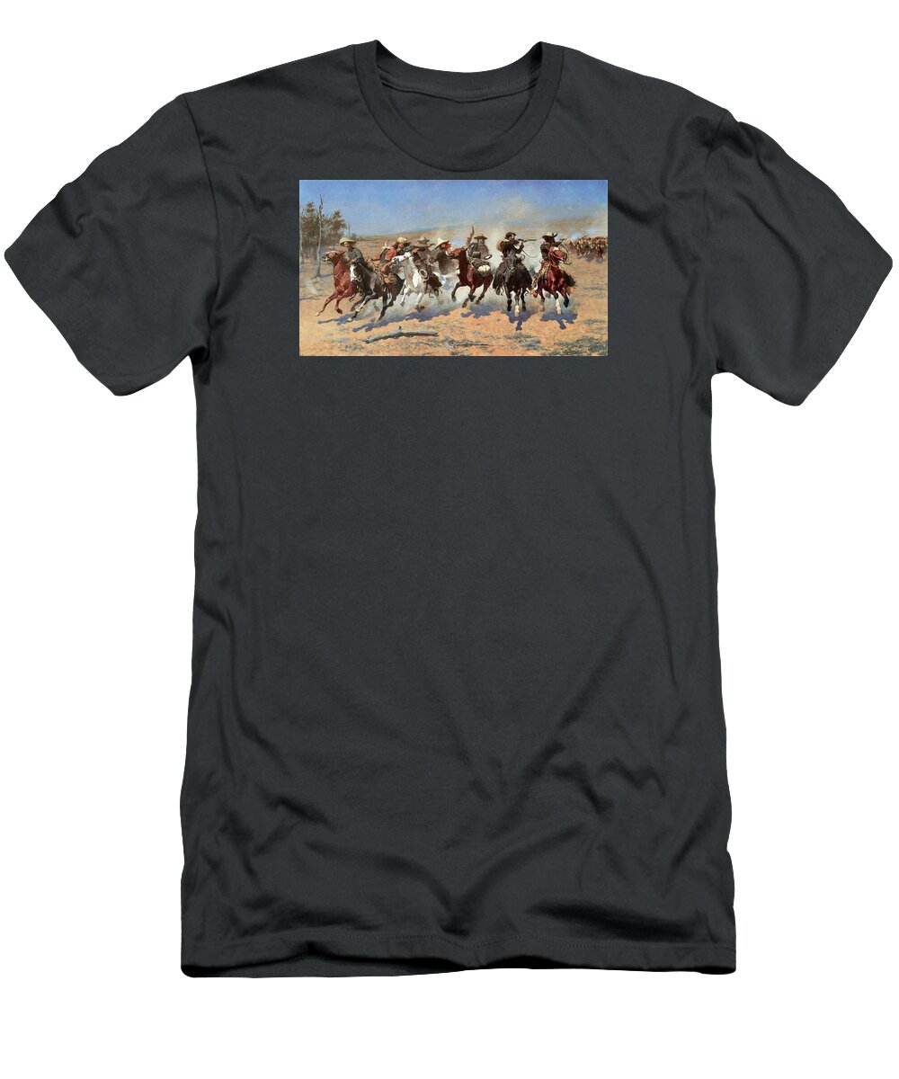 A Dash For The Timber T-Shirt featuring the photograph A Dash for the Timber #3 by Frederic Remington