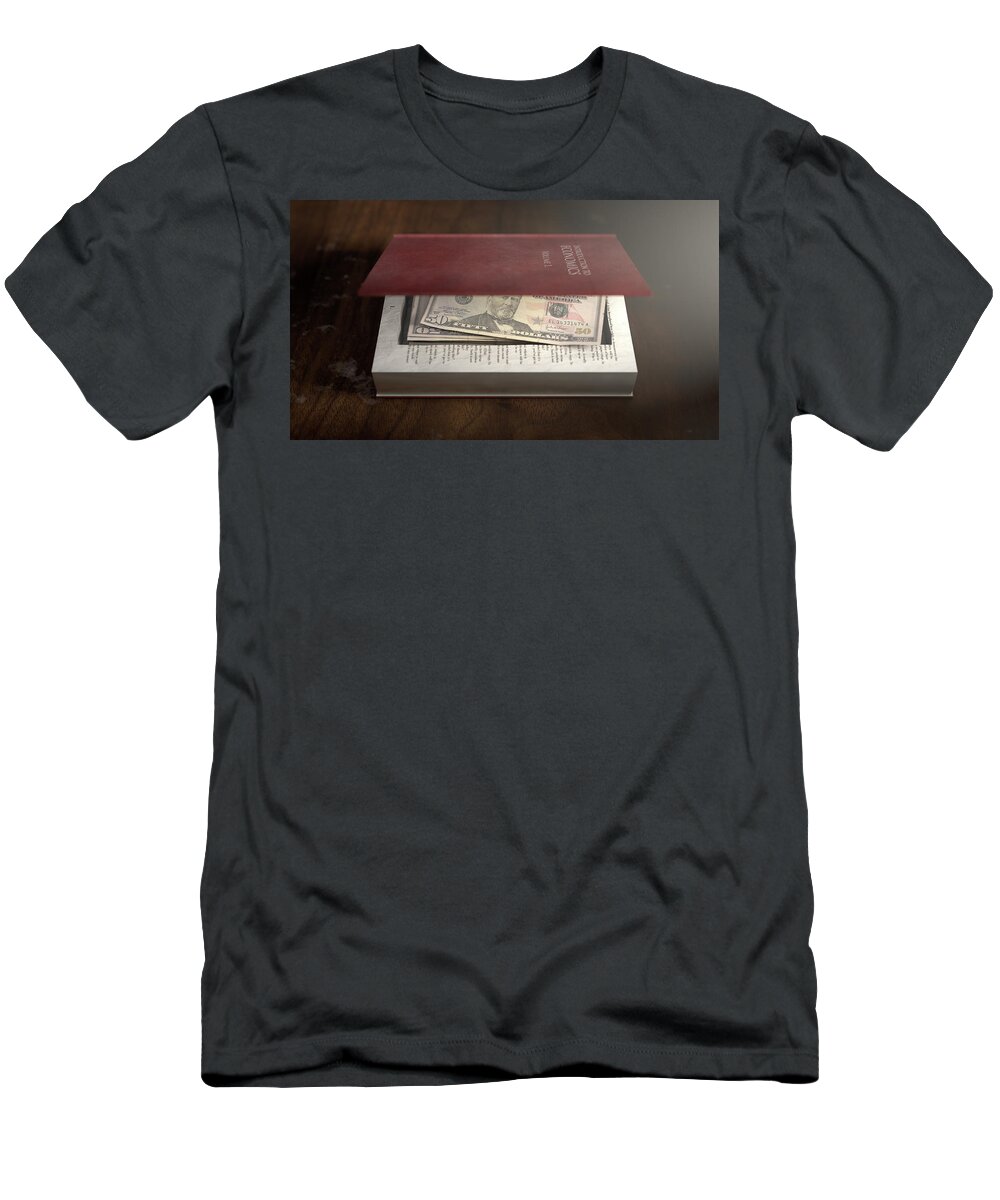 Dollar T-Shirt featuring the digital art Concealed Notes In A Book #3 by Allan Swart