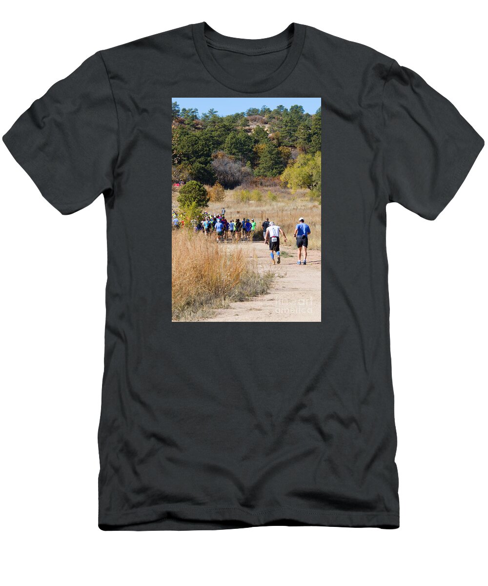Pikes Peak Road Runners T-Shirt featuring the photograph Pikes Peak Road Runners Fall Series III Race #4 by Steven Krull