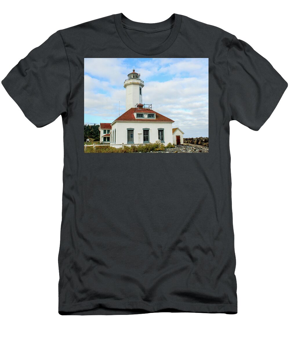 Lighthouse T-Shirt featuring the photograph Point Wilson Lighthouse #3 by E Faithe Lester