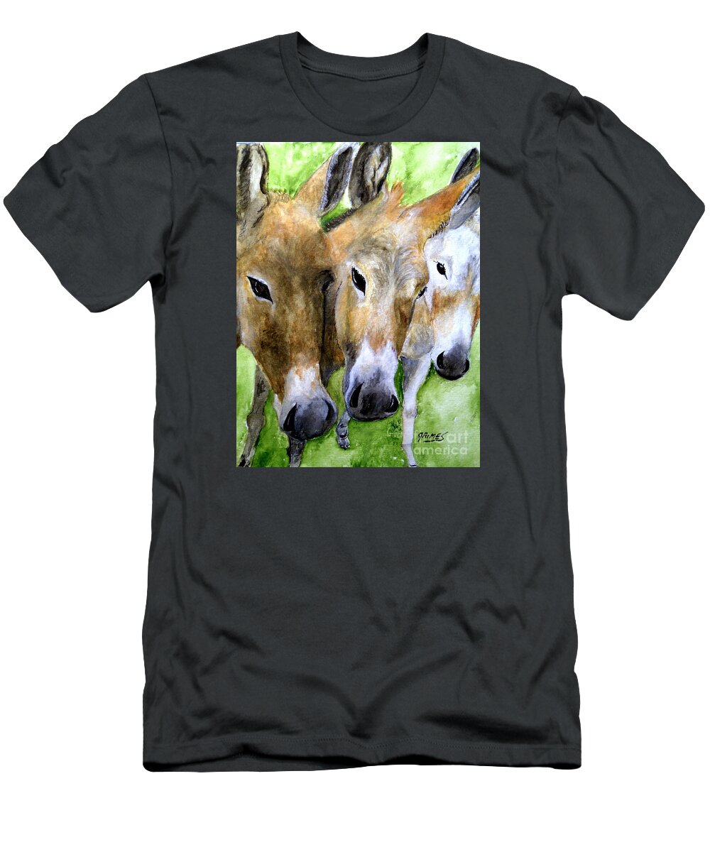 Animals T-Shirt featuring the painting 3 Wise Mules by Carol Grimes
