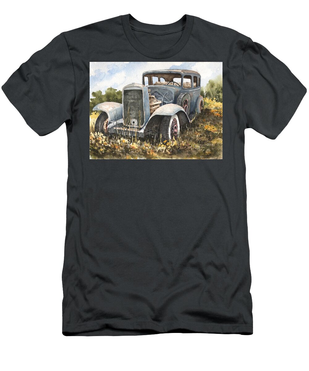 Automobile T-Shirt featuring the painting 32 Buick by Sam Sidders