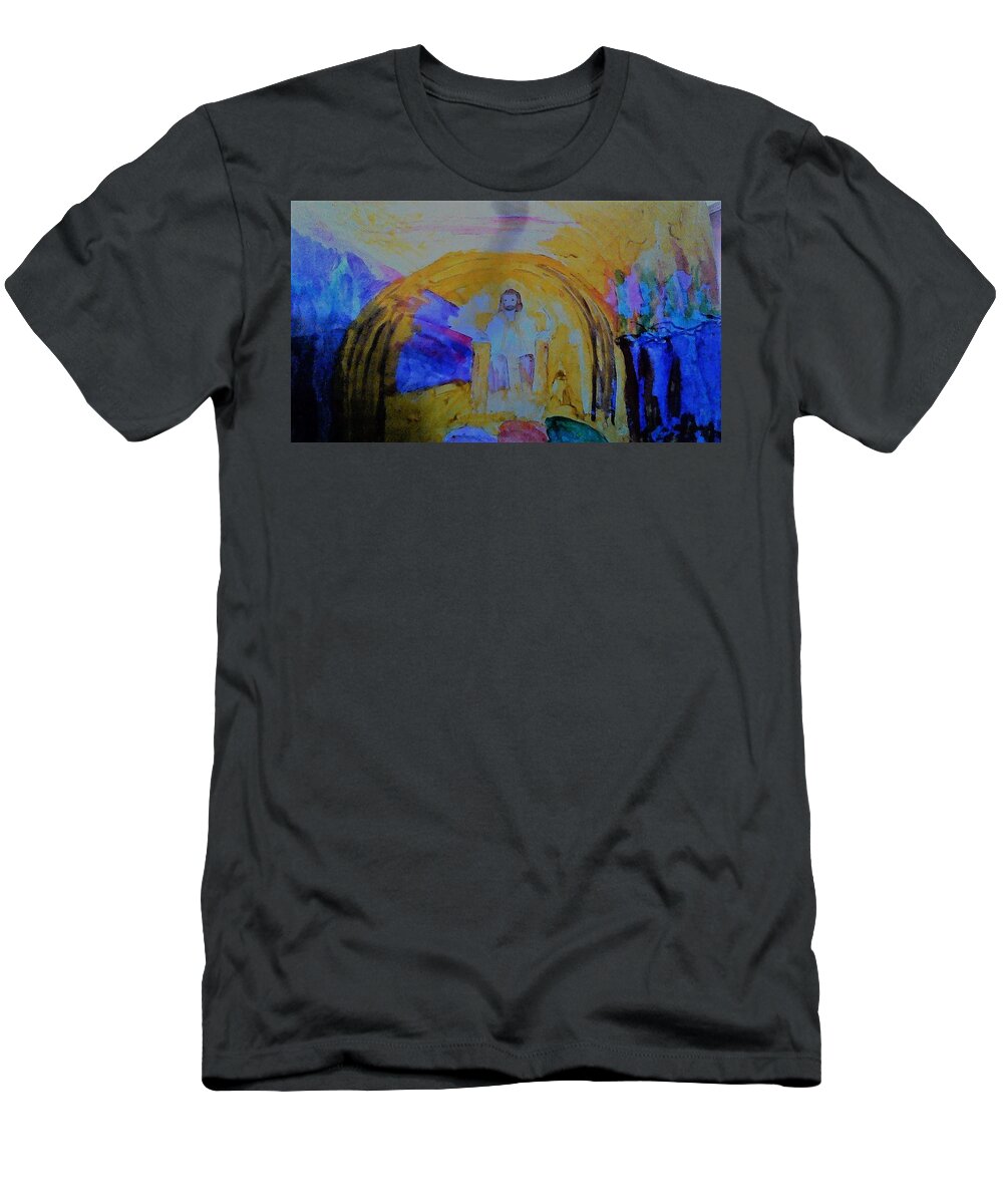 Throne T-Shirt featuring the painting Jesus Sits on the Throne #4 by Love Art Wonders By God