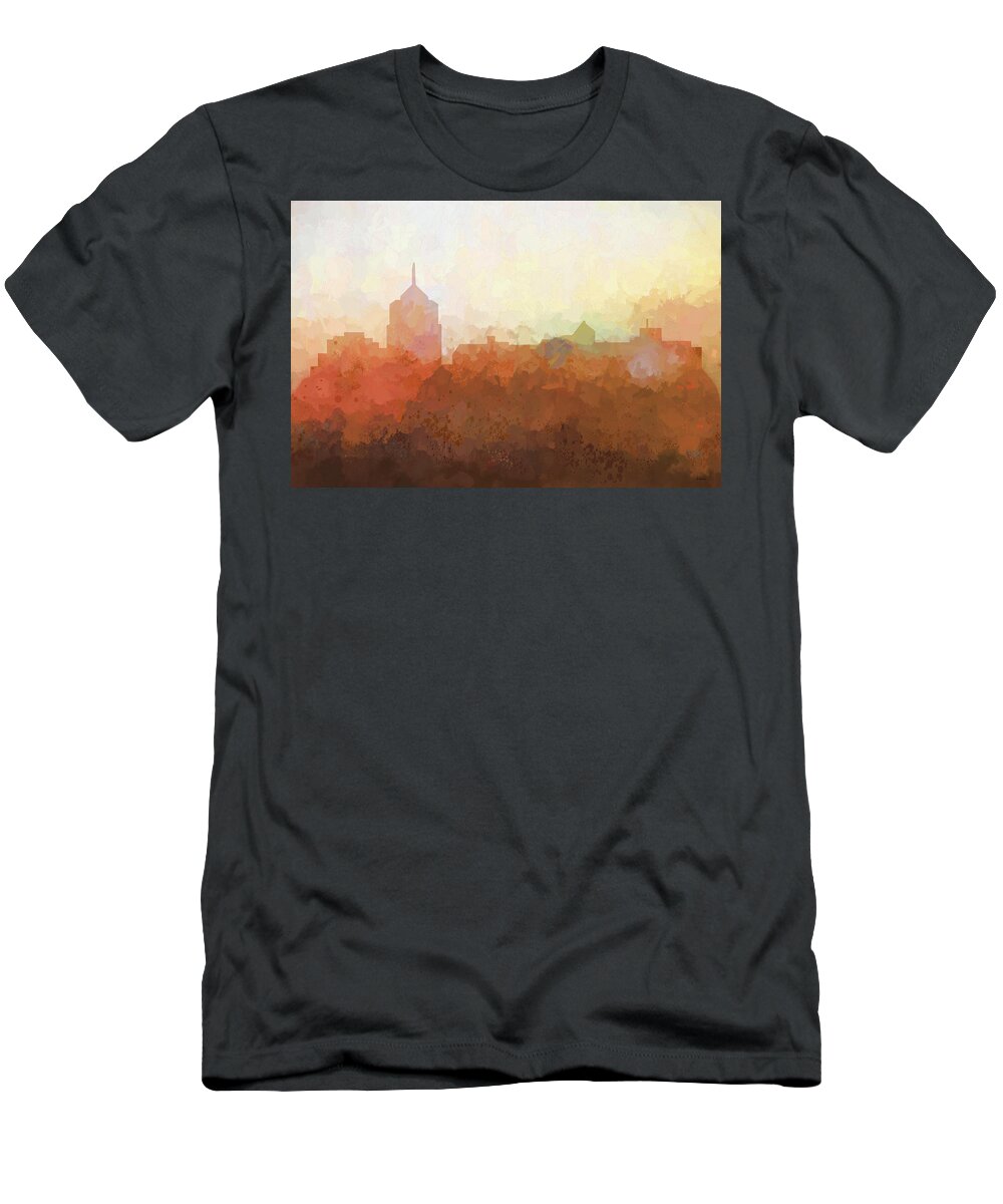 Roanoke Virginia Skyline T-Shirt featuring the digital art Roanoke Virginia Skyline #4 by Marlene Watson