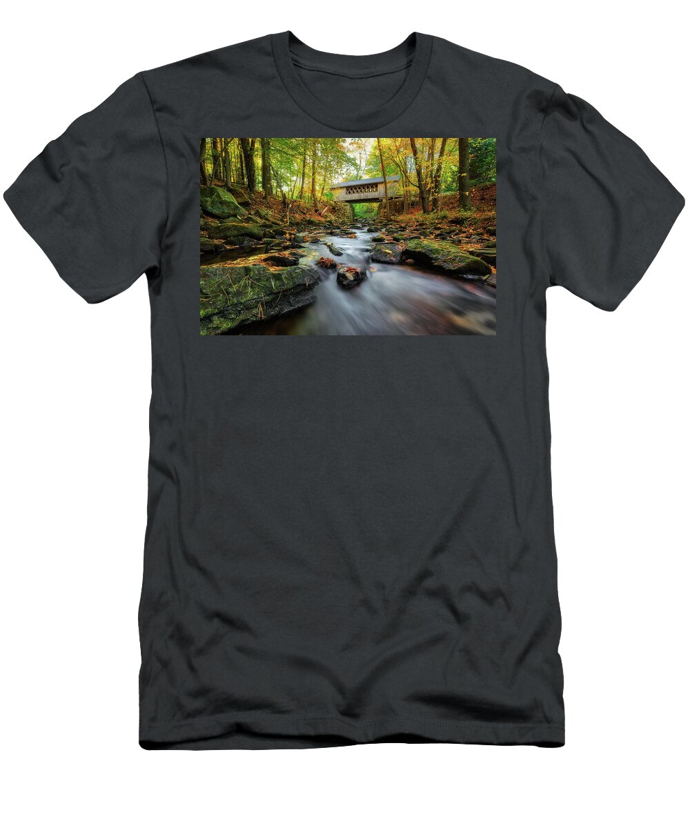 Covered Bridge T-Shirt featuring the photograph Tannery Hill Covered Bridge #4 by Robert Clifford