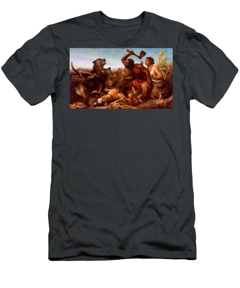 Richard Ansdell - The Hunted Slaves T-Shirt featuring the painting The Hunted Slaves by Richard Ansdell